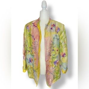 Art To Wear Colorful Floral Embroidered Shacket‎ Glass Buttons Drapers & Damon